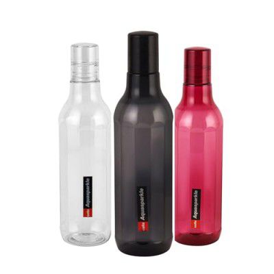 CELLO Aqua Sparkle | Chrome finish lid | 100% food grade Water Bottle | 1000ml, Set of 3 | Assorted