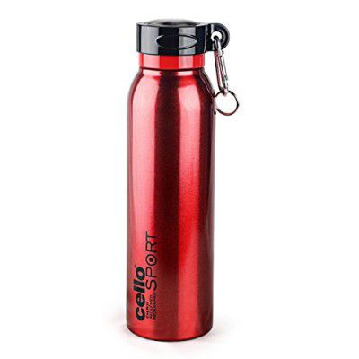 Cello Beatle Stainless Steel Vacuum Insulated Bottle, Red, 550ml |Hot & Cold Water Bottle with Screw top Lid | Double Walled Water Bottle for Sports, Gym, Outdoor, Travel