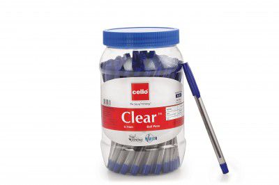 Cello Clear Blue Ball Pen Jar of 60 Units |Ball Pens Blue