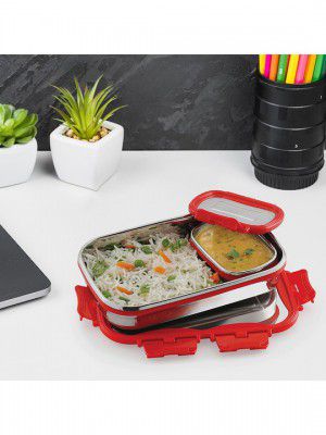 Cello Click It Set of 1 Red Stainless Steel Lunch Box