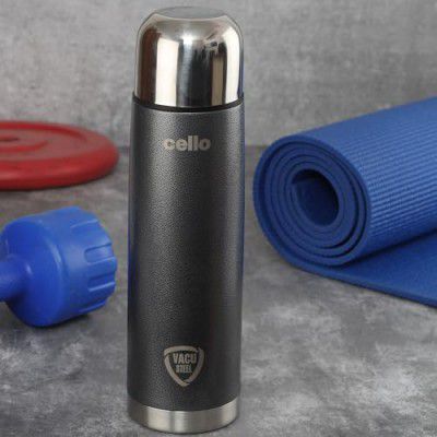 Cello Flipper Stainless Steel Vacuum Insulated Flask 500ml, Grey | Hot and Cold Water Bottle