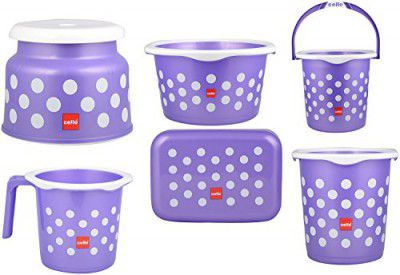 Cello Fusion Plastic Bathroom Bucket Set of 6