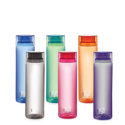 Cello H2O Unbreakable Plastic Bottle Set, 1 Litre, Set of 6