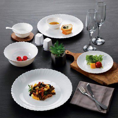 Cello Imperial Plain Dinner Set, 6 Pieces, White