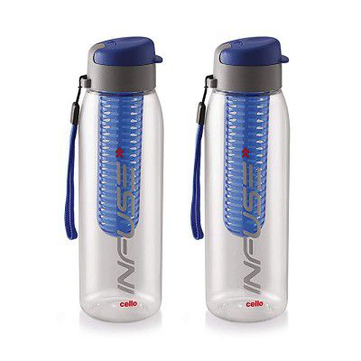 Cello Infuse Plastic Water Bottle Set, 800ml, Set of 2