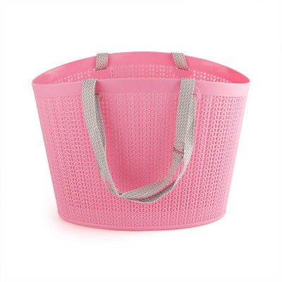 Cello Knit Style Sling Basket, Pink