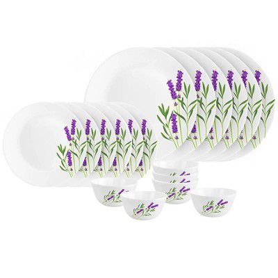 Cello Lavender Meadow Zarah Series Opalware Dinner Set 18 Pieces Service for 6 