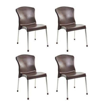 Cello Milano Cafeteria Set of 4 Chairs (Brown, Plastic)