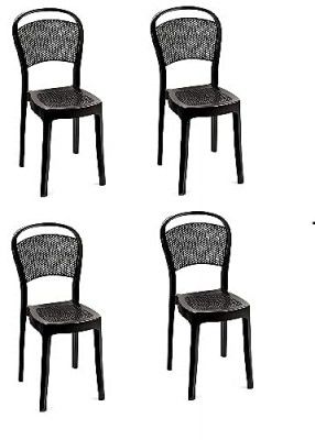 Cello. Miracle Plastic Chairs, Black -Set of 4, 18 * 29 inches (CLO_Miracle_SO4_Black)