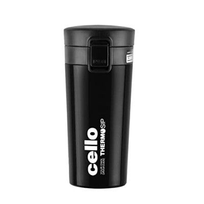 Cello Monty Thermosteel Vacuum Insulated Travel Mug, 450ml, Black