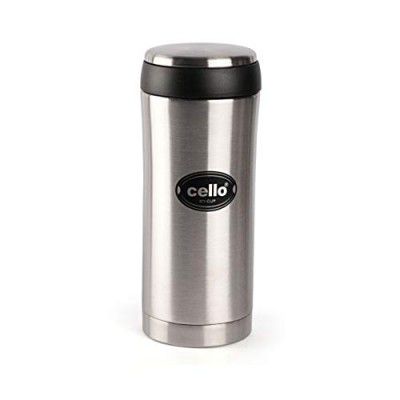 Cello My Cup Vacuum Insulated | Travel Coffee Mug Hot and Cold with Lid | Double Walled Stainless Steel Bottle for Travel, Home, Office, School | 350ml, Silver