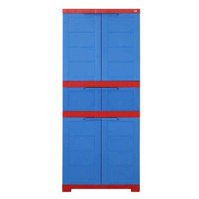 Cello Novelty Triplex Plastic Cupboard with 4 shelves (Red and Blue)