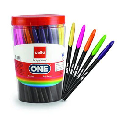 Cello One Blue Ball Pen Jar of 60 Units |Ball Pens Blue | Jar of 60 Units | Ball Pens Set for Students | Pens for Office Use | Ball Pens for Writing Pens | Best Pen for Exam