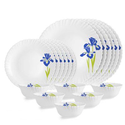 Cello Opalware Dazzle Series Blue Iris Dinner Set, 18 Units