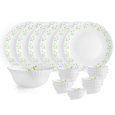 Cello Opalware Dazzle Tropical Lagoon Dinner Set 19pcs White Medium