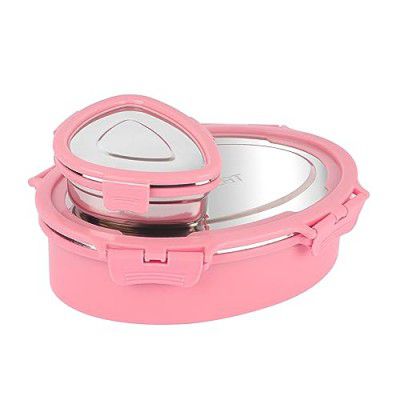 CELLO Oval Eat | Leak Proof and Break Resistant | 2 Containers Lunch Box, 775 ml, Pink