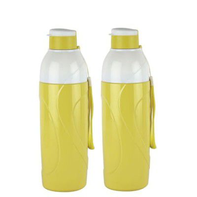 CELLO Puro Funtron 900 | Outer Plastic Body and Polyurethane Insulation | Easy Carry Wrist Belt | Keeping Content Cold for Long |730ml | Set of 2, Pastel Yellow