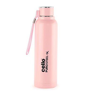 Cello Puro Steel-X Benz 900 Inner Steel Outer Plastic Water Bottle | 730ml | Pink