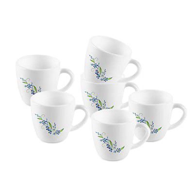 CELLO Ricca Mug 6 Pcs Set | Cups for Tea,Coffee,Espressoc| Thermal Resistant | Light Weight | Ideal Gifting Option | Blue Creeper | 100ml