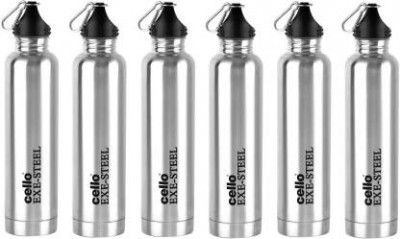 cello Scuba set of 6 1000 ml Bottle (Pack of 6, Silver, Steel)