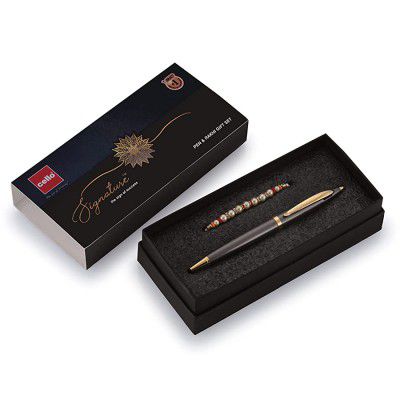 Cello Signature Ball Pen and Rakhi Giftset - Special Raksha Bandhan Gift Pack | Stylish Ball Pen with a Rakhi for Brother