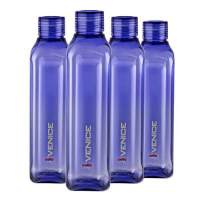 CELLO Venice Exclusive Edition Plastic Water Bottle | Unbreakable and Hygienic | Perfect for staying hydrated at the school,college, work, gym and outdoor adventures | 1 Litre | Set of 4, Purple