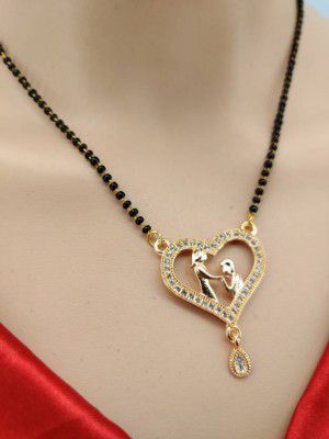 CHARLI ART JEWELLERY Gold Plated American Diamond Love_Propose Mangalsutra For Women