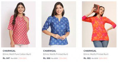 Charmgal Kurtis Upto 73% Off starting From Rs.647 