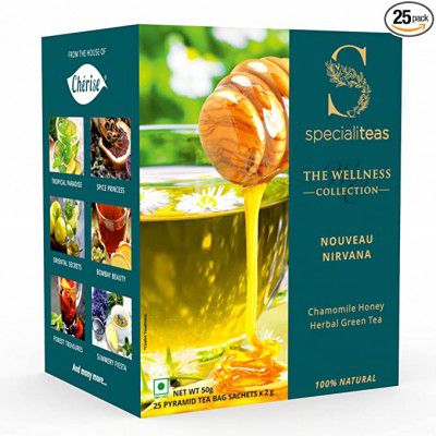 Cherise Specialiteas Nouveau Nirvana Chamomile Honey Herbal Green Tea (2 g x 25 Pyramid Tea Bags)