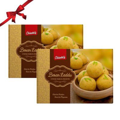 Chheda's - Besan Laddu - Indian Sweets - Pistachio Laddoo - Festive Gift Pack - 200 Gm Pack of 2