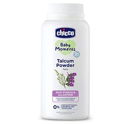 Chicco Baby Moments Talcum Powder, New Advanced Formula with Natural Ingredients to Prevent Rashes & Irritation, Creates Protective Barrier Without Clogging Pores, No Phenoxyethanol & Parabens (75g)