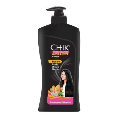 Chik Protein Solution Thick And Glossy Shampoo, With Badam Protein, Bhringraj Oil & Black Tea,650ml