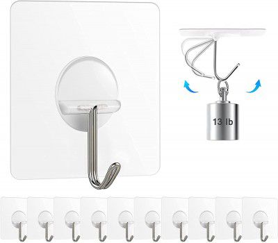 Chillyfit wall hooks for hanging strong 10 Pack Adhesive Hooks for Wall Heavy Duty