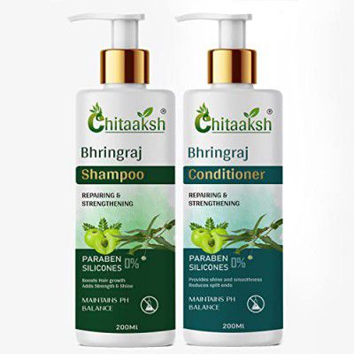 Chitaaksh Amla Bhringraj Hair Shampoo and Conditioner For Smooth & Shine Hair Combo Kit - 200 ML of Each (2 Items in The Set)