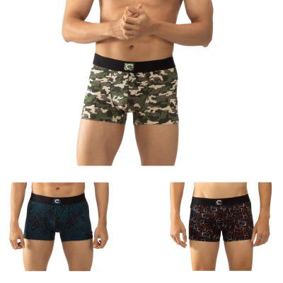 Chromozome Mens Cotton-Stretch Printed Trunks (Pack of 3)