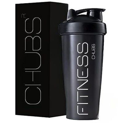 CHUBS Plastic Fitness Series Protein Shaker/Bottle For Men And Women. (Black), 700 ML