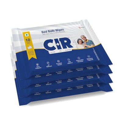 CIR Soft Body Cleansing Wet Bed Bath Wipes for Adults | Extra Large, 10 Wipes/Pack (Pack of 4), 40 Wipes, White, One Size