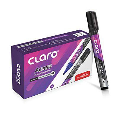 Claro By Milton Permanent Marker Pen, Pack of 10, Black Ink