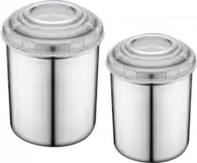 Classic Essentials Steel Tea Coffee & Sugar Container - 1500 ml, 850 ml  (Pack of 2, White)