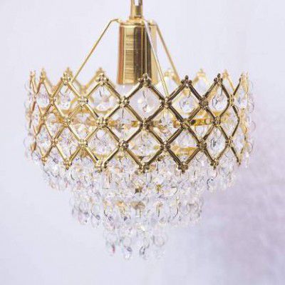 Classical Big 6 Bulb Glass Chandelier Ceiling Lamp  (Gold)