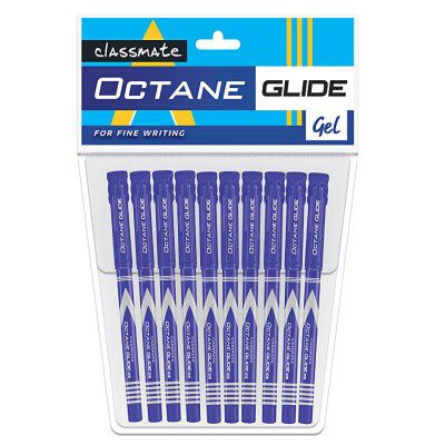 Classmate Octane Glide- Blue Gel Pens (Pack of 10)