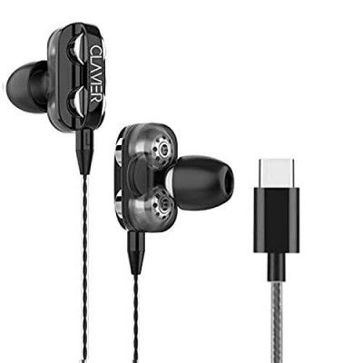 CLAVIER Super Bass Type-C in-Ear Earphones with Stereo Mic for All Smartphones with Rich Bass & Noise Cancellation