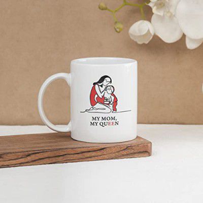 Clay Craft Ceramic Cc Mm1 Swiss Rez8 Microwave Safe Coffee Mug for Gift to Mother 300 ml, My Queen