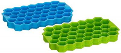 Clazkit Flexible Silicone Honeycomb 37 Cavity Ice Cube Tray Pack of 2