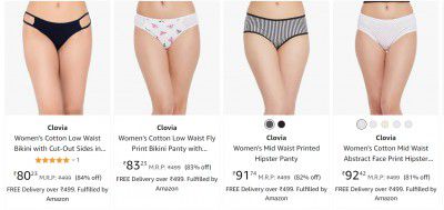 Clovia Women's Panty @ Minimum 80% Off from ₹97