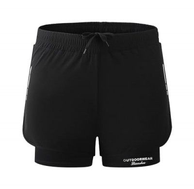 Cockatoo AM444-2 in 1 Men's Workout Running Shorts, Active Wear Men,Black,Size:4XL