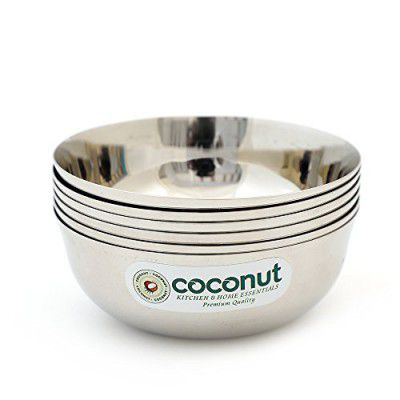 coconut Stainless Steel Chaliya Bowl/Vati/Katori - Set of 6 - Diamater - 10 Cm -Capacity Each Bowl 250ML