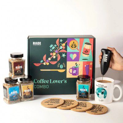 Coffee Lover's Combo (4 Coffee Jars, Coaster Set, Frother and Mug) by Rage Coffee