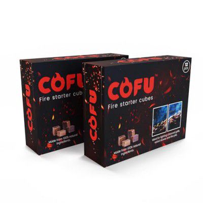 COFU 24pcs Firelighters for Barbeque Charcoal, Indoor and Outdoor Fire Starter BBQ Cube (Pack of 2, 24 pcs)