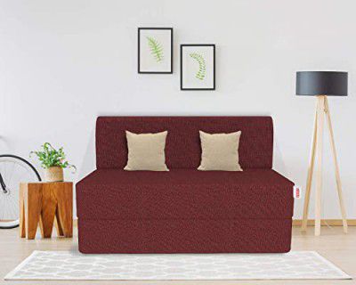 Coirfit Two Seater, 4' X 6' Feet Folding Sofa Cum Bed with Free Cushions - Maroon